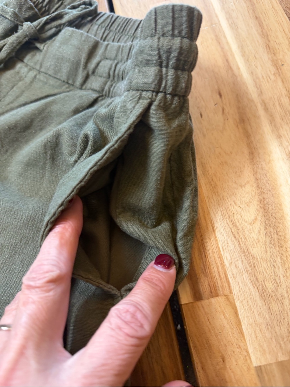 Old Navy Linen Blend Wide Leg Pants Olive Green Pull On Size Small - Picture 4 of 11